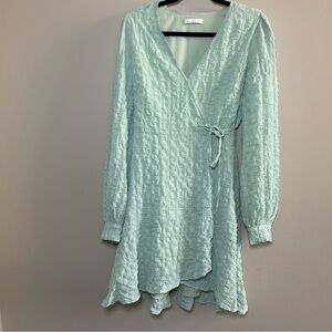 Freebird Green Bishop Sleeve Wrap Sundress